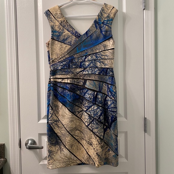 Bellissima Bodycon bandage v-neck blue tree dress - Picture 4 of 5